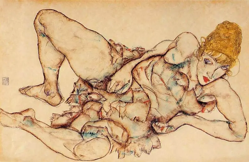Reclining Woman with Blond Hair - Egon Schiele