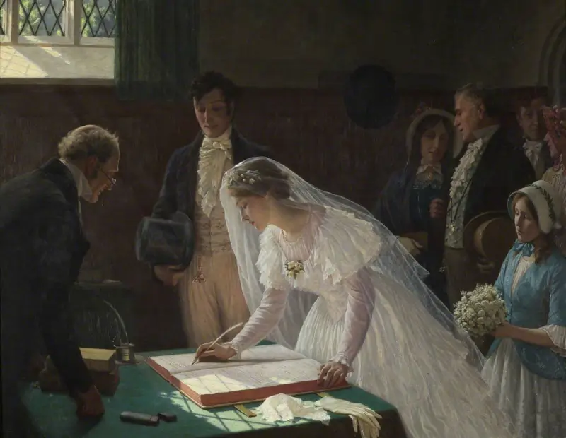 Signing the Register - Edmund Blair Leighton