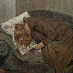 Crying Girl on the Sofa - Peder Jacob Marius Knudsen